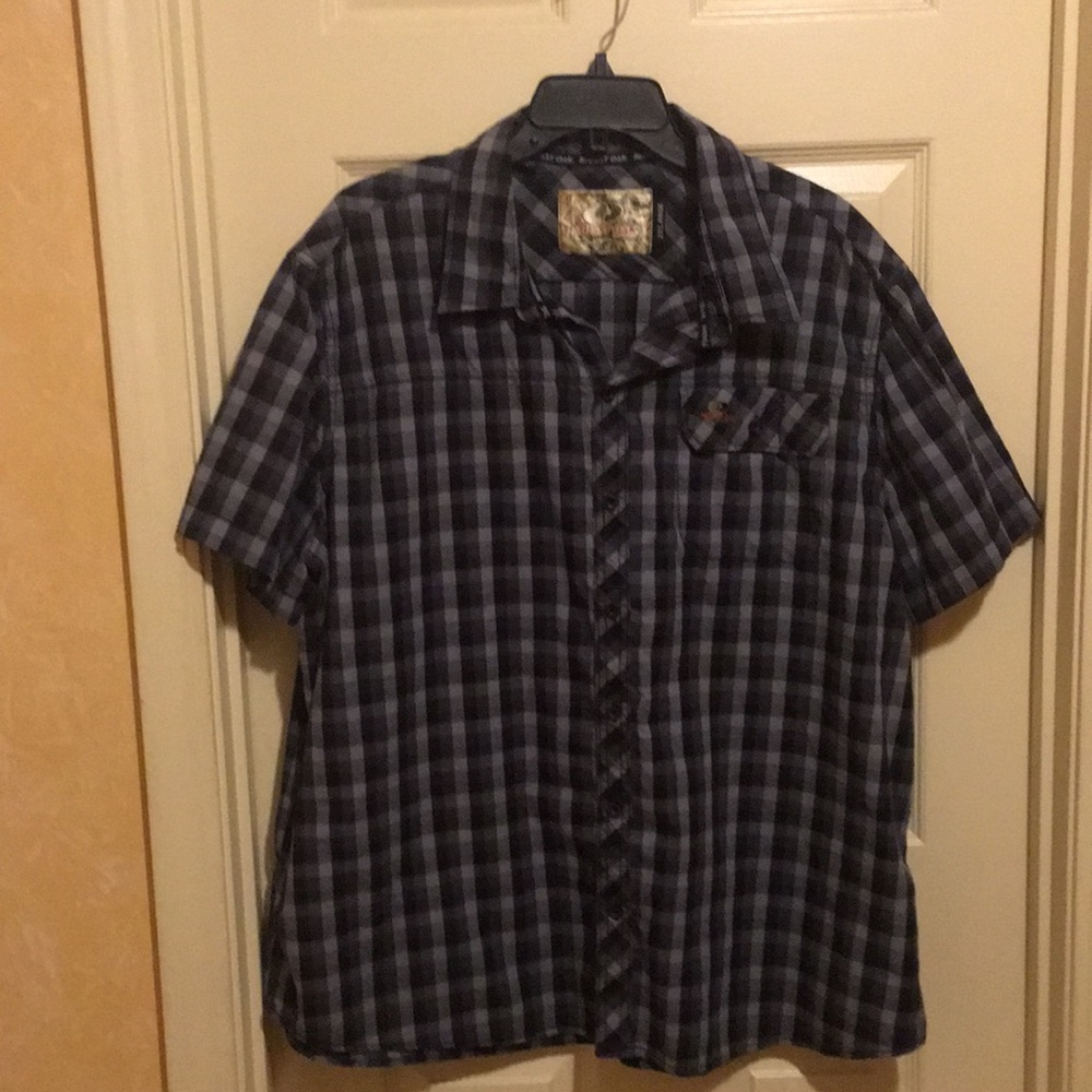 Missy Oaks Men’s Gray Plaid Short Sleeve Shirt - XXL